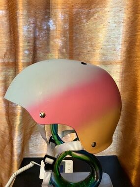 Gradient Pink to Cream Skate Helmet. Youth Size20.5"- 22"